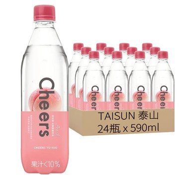 TAISUN 泰山 Cheers Peach 水蜜桃氣泡水  24瓶  590ml