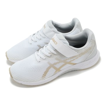 Asics 慢跑鞋 Lazerbeam RJ-MG-B 大童 女鞋 白 金 運動鞋 魔鬼氈 亞瑟士 1154A195100
