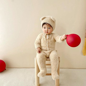 秋冬季寶寶超萌毛絨絨連身衣