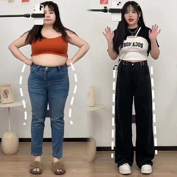 S-5XL 大尺碼牛仔褲 復古牛仔褲女 大碼胖mm遮胯顯瘦粗腿高腰直筒寬鬆闊腿褲子