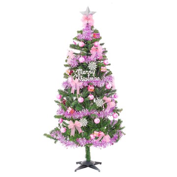 特仕幸福型裝飾綠色聖誕樹 浪漫粉紅佳人系配件50燈LED燈暖白光*1 附控制器  綠+粉紅  120cm