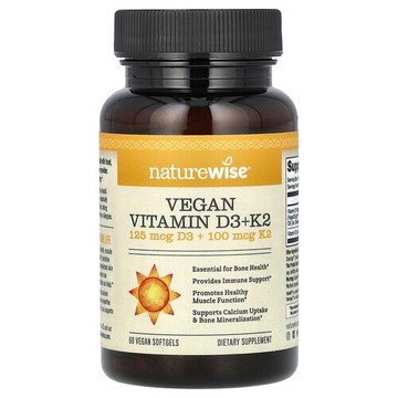 NatureWise, 全素維生素 D3 + K2，60 粒全素軟膠囊