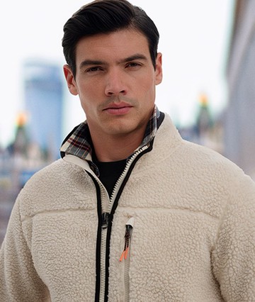 Superdry Men's Outdoor Sherpa Fleece Jacket Cream Size: S