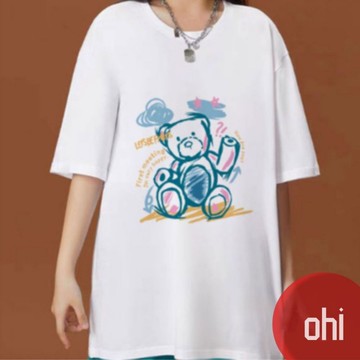 【ohi】印花T恤女 韓版趣味塗鴉 百搭寬鬆 網紅同款 短袖上衣 新款潮入 短袖上衣 女生衣著 大學t GTM3296