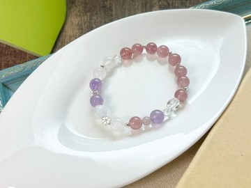 月光石 馬達加斯加粉晶 薰衣草紫水晶 白水晶 925純銀飾【環遊】