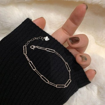 鏤空鏈條簡約手鍊 M35 白金款 時尚雜誌搭配手鍊 鏈條手鍊