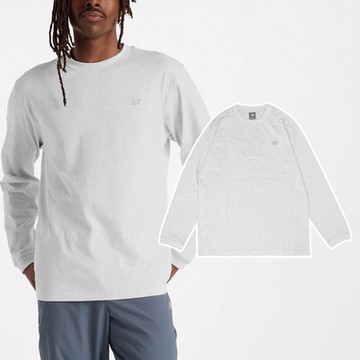 New Balance 長袖 Athletics Tee 男款 淺灰 薄長T 長T 上衣 純棉 寬鬆 NB MT43523AHH