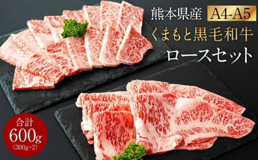 A4-A5 くまもと黒毛和牛 ロースセット 合計600g (焼肉用300g すき焼き用300g)