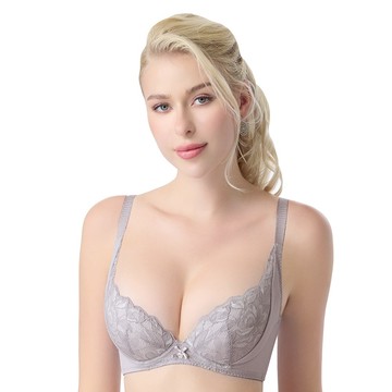 SWEAR 思薇爾 挺玩美系列 B-G罩 調整型 蕾絲 集中 包覆 塑身 女內衣 (淺紫灰)