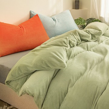 簡約風牛奶珊瑚絨四件套雙面法蘭絨被套冬季加絨厚床單床上三件套