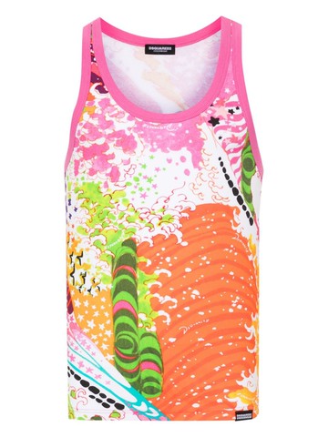 Dsquared2 - graphic-print tank top - men - Elastane/Cotton - XS - Pink