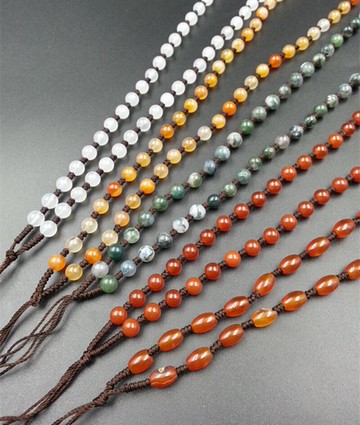 天然A貨圓珠項鏈繩4/6毫米瑪瑙玉髓圓珠吊墜繩玉掛件繩毛衣鏈玉繩