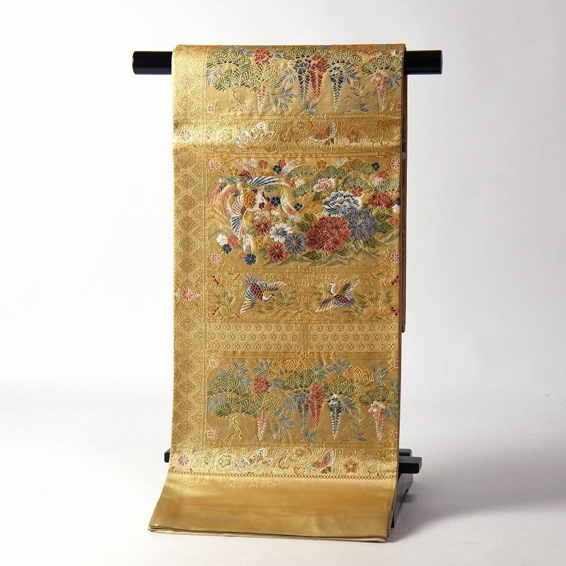 袋帯 六通 錦織 金 巻物 紐 逸品