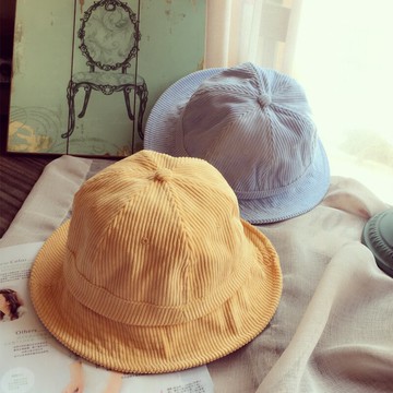 鄭爽同款小丸子復古燈芯絨黃色漁夫帽盆帽遮陽帽休閑可愛漁夫帽潮1入
