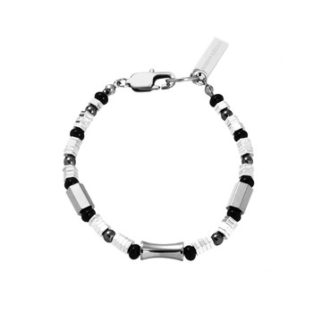 [韓國] [鋼飾] 黑曜銀波手鍊 / Obsidian Silver Wave Bracelet