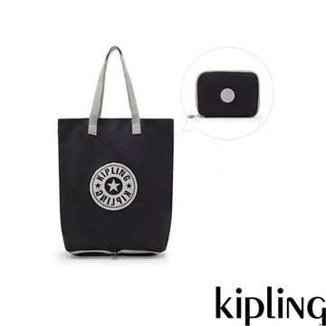Kipling 黑灰撞色摺疊收納大容量托特包-HIP HURRAY 5