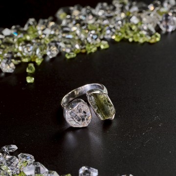 紐約赫基蒙 + 捷克隕石 ｜ 圖桑帶回 海外設計師系列  天然水晶戒指  S25AB25-115