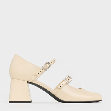 圓點雙帶瑪莉珍粗跟鞋