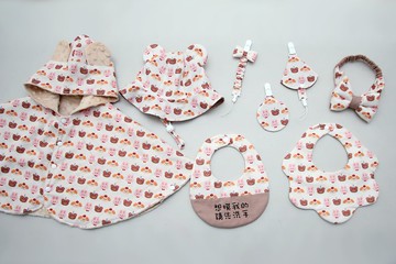 Gugu 手創-熊兔 客製 /圓兜 /奶嘴鍊 /平安福袋 /遮陽帽/彌月禮盒