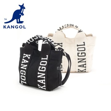 KANGOL 英國 袋鼠 字串LOGO帆布小方包 可側背【65551707】 包包 斜背包