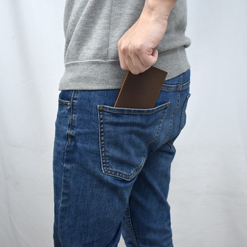 瘋馬皮 素面對折卡片夾 NW517