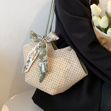 法式小眾包包女夏天百搭草編腋下包2025新款海邊度假編織單肩小包