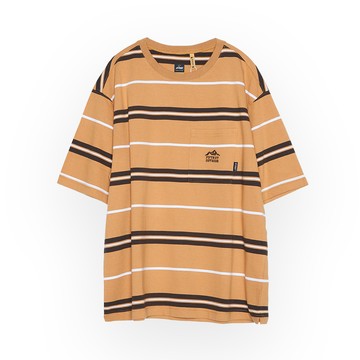 5th STREET｜山形｜中性｜寬版條紋短袖T恤｜黃色