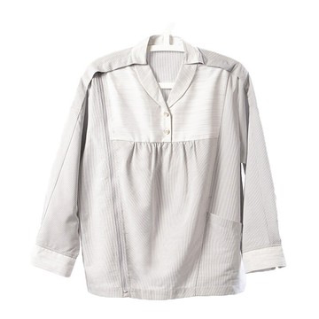 海夫康澄國際 kcwear 易穿脫女襯衫 雙肩扣 單側拉鍊 棉感無彈性/春秋 灰白紋(s12)