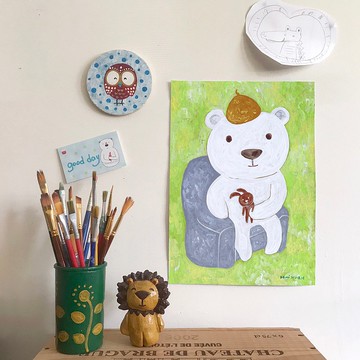 kami藝術訂製海報-小熊的小兔子/A4/A3(無附框喔)