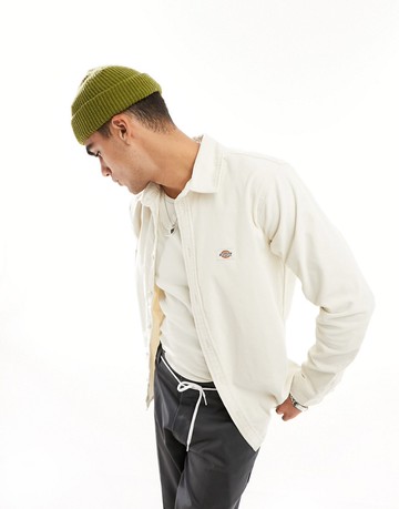 Dickies wilsonville corduroy shirt with left chest logo in stone-Neutral