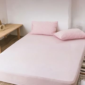 夢之語 柔舒棉 床包枕套組  枕套 + 床包  雙人(加高 35cm)  初戀粉色