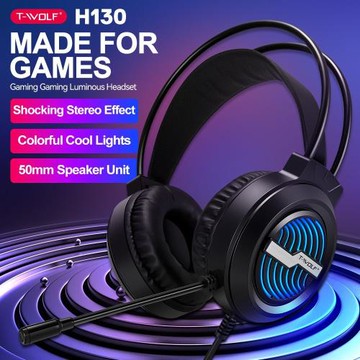 H130 Head Mounted HIFI Gaming Headset RGB Wired Earphone耳機