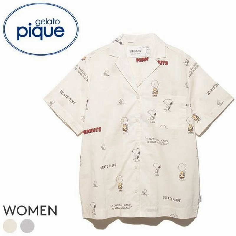 ジェラートピケ Gelato Pique レディース Peanuts モノグラムシャツ ジェラピケ ルームウェア パジャマ 通販 Lineポイント最大0 5 Get Lineショッピング