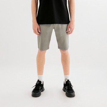 【Classic Vision】男裝-素色彈性斜紋短褲-灰色