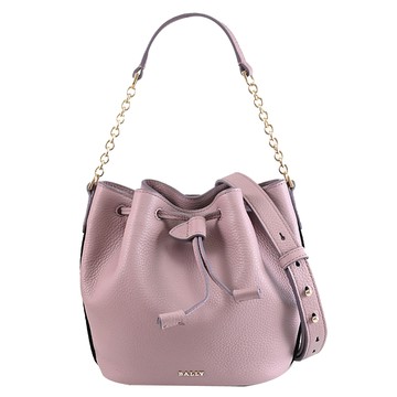 BALLY 6310060 BALLM 金屬LOGO迷你兩用束口水桶包.藕粉色