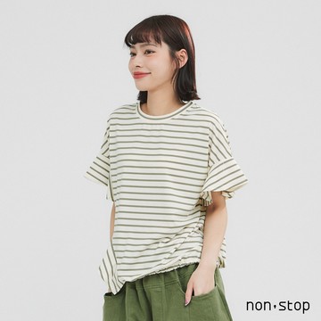 non-stop 夏日節奏荷葉袖抽繩T恤-2色