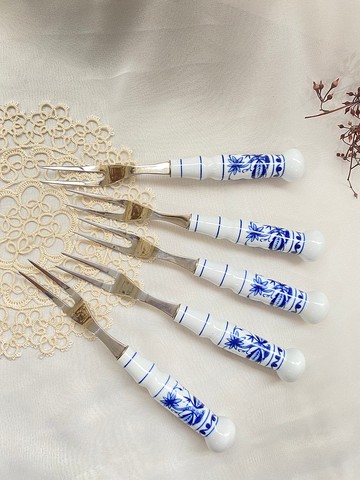 【好日戀物】德國DDR 洋蔥圖案陶瓷柄不銹鋼肉叉餐具系列儀式感