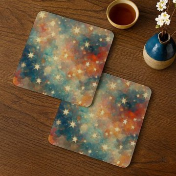 TRON 方形軟式珪藻土杯墊 星夢油畫 吸水杯墊 速乾杯墊 防潮杯墊