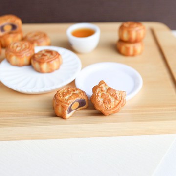 廣式月餅-圓(小兔望月) 咬一口 單顆 單耳 耳環 中秋節mooncake