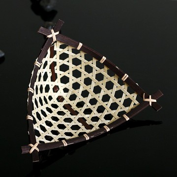 竹編純手工編織直三角竹籃壽司刺身盤竹框篩子炸物籃水果點心籃