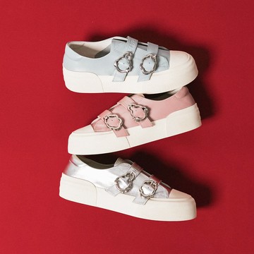 FAIR LADY 日本京都聯名 HAPPYFACE 馬卡龍色系雙帶厚底休閒鞋 淺藍色  粉色 (5G2955)