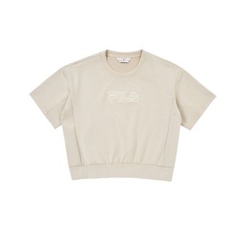 FILA官方直營 女款 #復古飛馳 莫戴爾 短袖太空棉T恤 上衣-灰 5TEZ-5422-LG