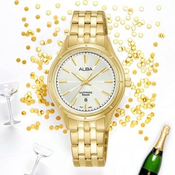 ALBA 雅柏 綻放光芒 香檳金女錶 雙12購物節 送禮首選-30mm (AH7CX8X1/VJ22-X421G)