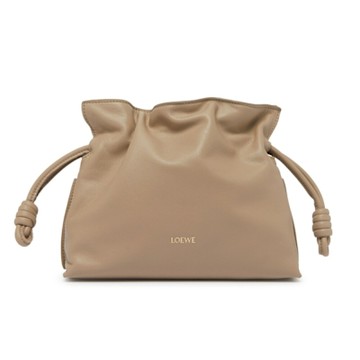 LOEWE 羅威 Mini Flamenco Clutch 迷你 扭結束口 皮革 手拿包 肩背包 斜背包 沙色