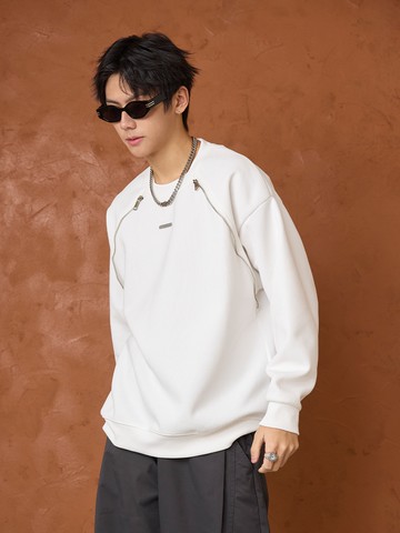 休閒簡約拉鍊造型大學T