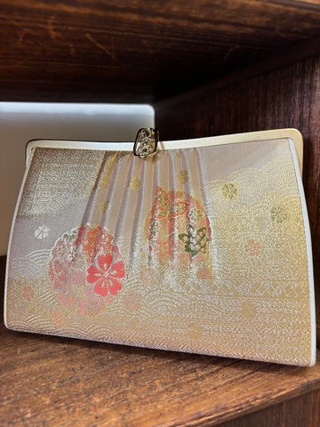 日本蝶舞錦織古董手提包