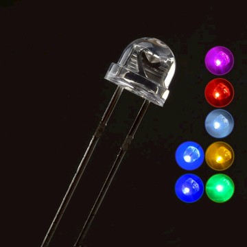 5MMLED燈珠發光二極管草帽白發白紅翠綠藍黃紫色七彩慢閃快閃交替