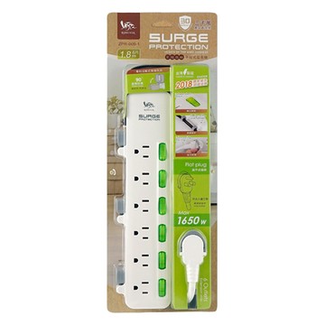 RONEVER 理線延長線6孔6切6尺  1.8m  白色  1條