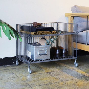 日本COLLEND WIRE 鋼製寬型單層置物架(附輪)-DIY