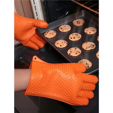 耐高溫防燙硅膠手套 微波爐烤箱防熱五指手套 加厚隔熱手套2只裝